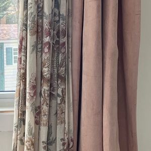 SOLD Blush Pink Velvet Curtains 95” Length Set of 2